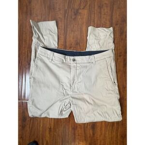 Birddogs Pants Mens 34 x 28 Khaki Tan Stretch Chino Performance Golf Zip Pocket